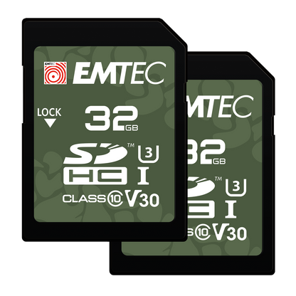 Scheda di Memoria SDHC Emtec Rugged Outdoor, 32Gb, Classe 10 / UHS-1 U3, Set 2 pezzi ECMSD32GHC10ORP2