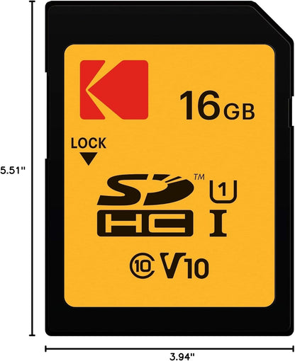 Scheda di Memoria SDHC Kodak Premium Performance, 16Gb, Classe 10 / UHS-1 U1 EKMSD16GHC10K
