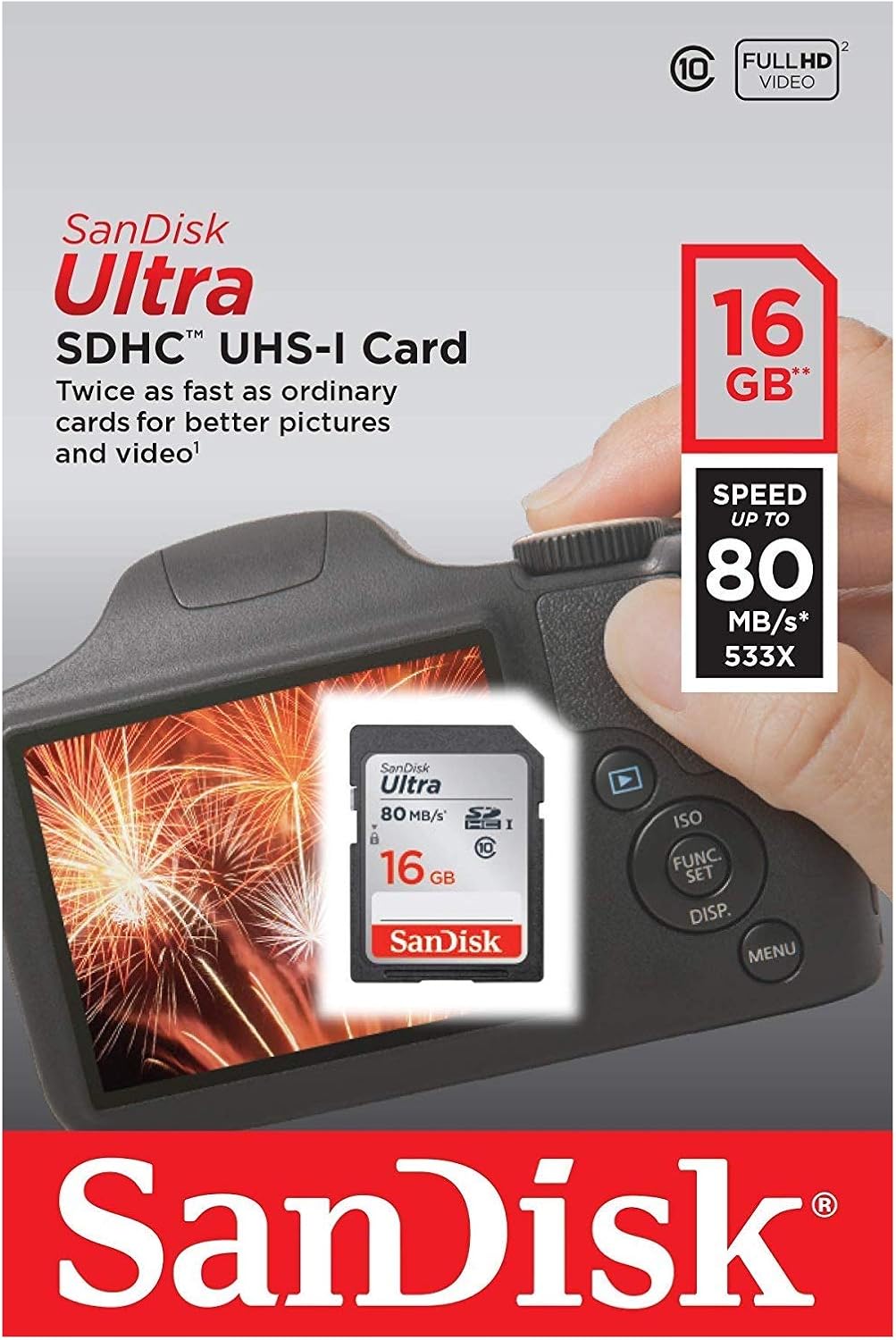 Scheda di memoria SDHC SanDisk Ultra, 16Gb, Classe 10 SDSDUNC-016G-GN6IN