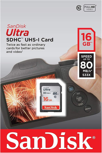 Scheda di memoria SDHC SanDisk Ultra, 16Gb, Classe 10 SDSDUNC-016G-GN6IN