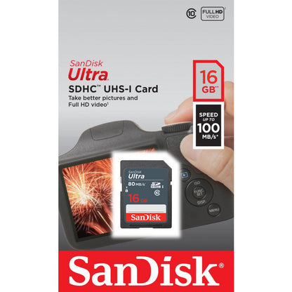 Scheda di Memoria SDHC SanDisk Ultra, 16Gb, Classe 10 SDSDUNS-016G-GN3IN