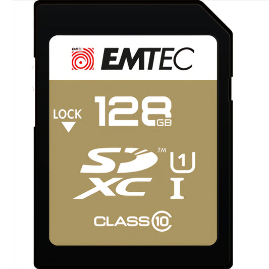 Scheda di Memoria SDXC Emtec Elite Gold, 128Gb, Classe 10 / UHS-1 U1 ECMSD128GXC10GP
