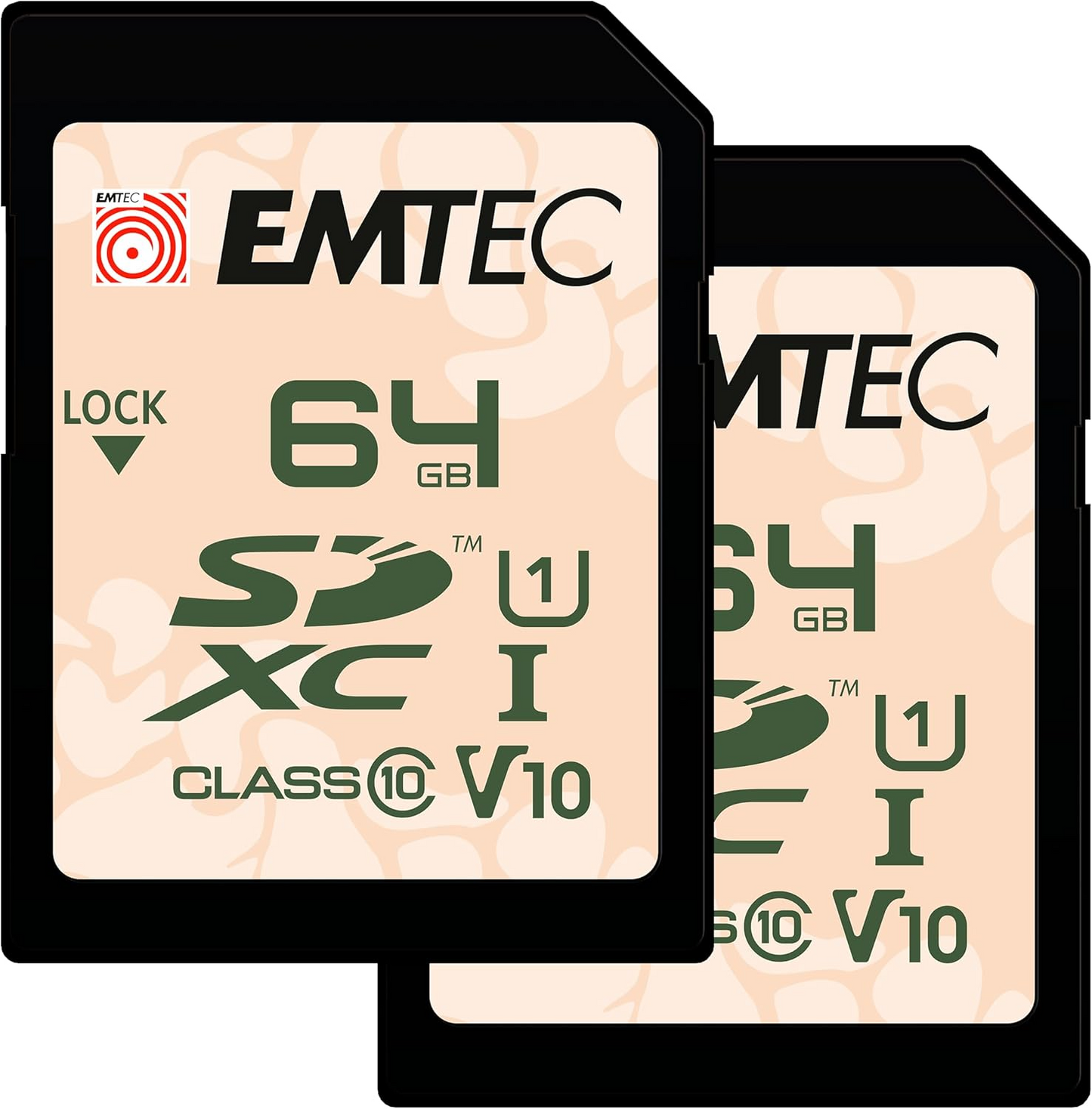 Scheda di memoria SDXC Emtec Rugged Outdoor, 64Gb, Classe 10 / UHS-1 U1, Set 2 pezzi ECMSD64GXCU1ORP2