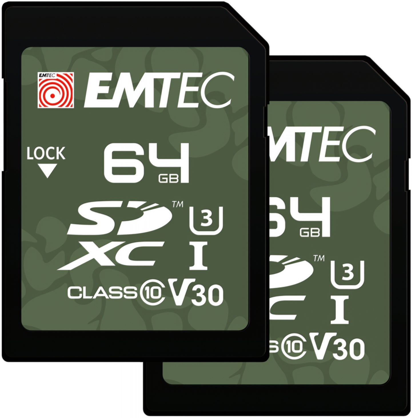 Scheda di memoria SDXC Emtec Rugged Outdoor, 64Gb, Classe 10 / UHS-1 U3, Set 2 pezzi ECMSD64GXCU3ORP