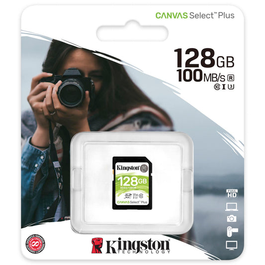 Scheda di memoria SDXC Kingston Canvas Select Plus, 128 Gb, Classe 10 / UHS-1 U1 SDS2/128GB-SD 