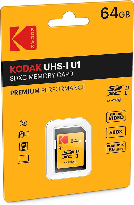 Scheda di Memoria SDXC Kodak, 64Gb, Classe 10 / UHS-1 U1 EKMSD64GXC10K