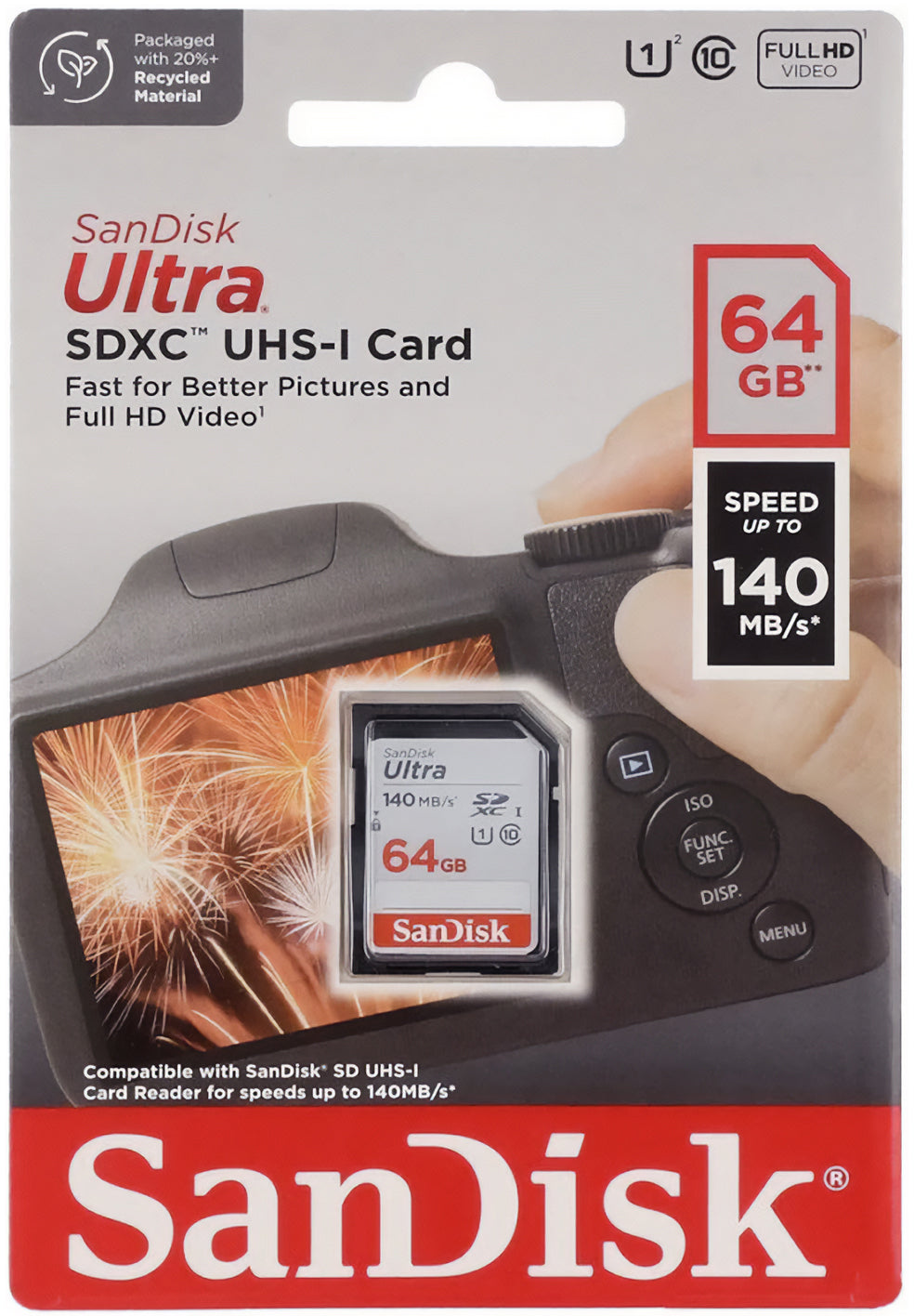 Scheda di Memoria SDXC SanDisk Ultra, 64Gb, Classe 10 / UHS-1 U1 SDSDUNB-064G-GN6IN
