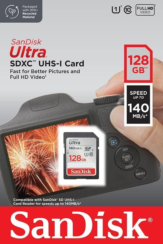 Scheda di memoria SDXC SanDisk Ultra, 128Gb, Classe 10 / UHS-1 U1 SDSDUNB-128G-GN6IN