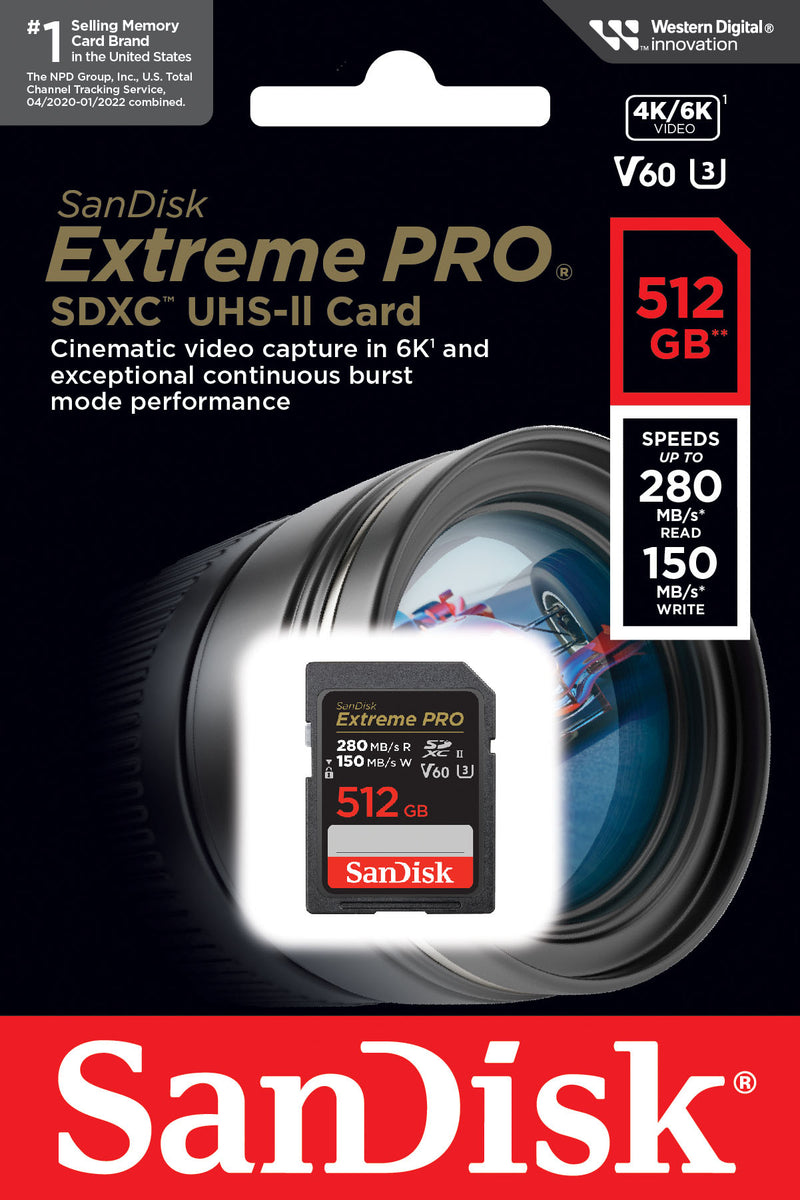 Scheda di memoria SDXC SanDisk Extreme Pro, 512Gb, Classe 10 / UHS-2 U3 SDSDXEP-512G-GN4IN