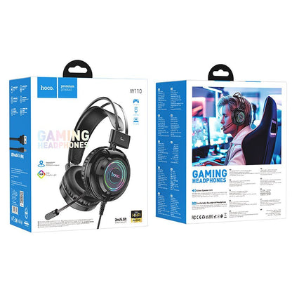 Cuffie Gaming 3.5mm HOCO W110, RGB, Nere