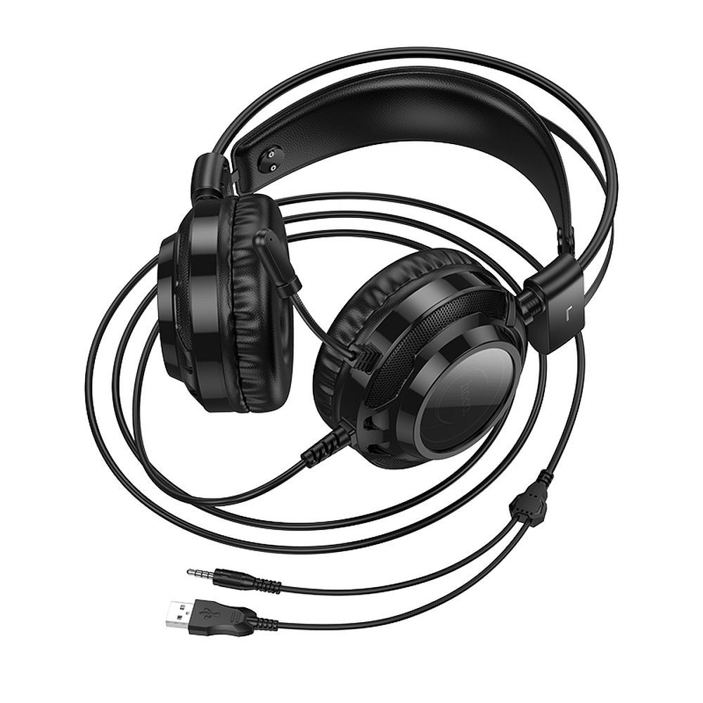 Cuffie Gaming 3.5mm HOCO W110, RGB, Nere