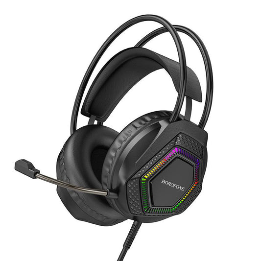 Cuffie Gaming 3.5mm Borofone BO105 Thunder, RGB, 2m, Nere