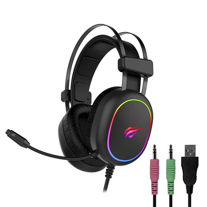 Cuffie Gaming 3.5mm HAVIT H2016d, RGB, 2m, Nere