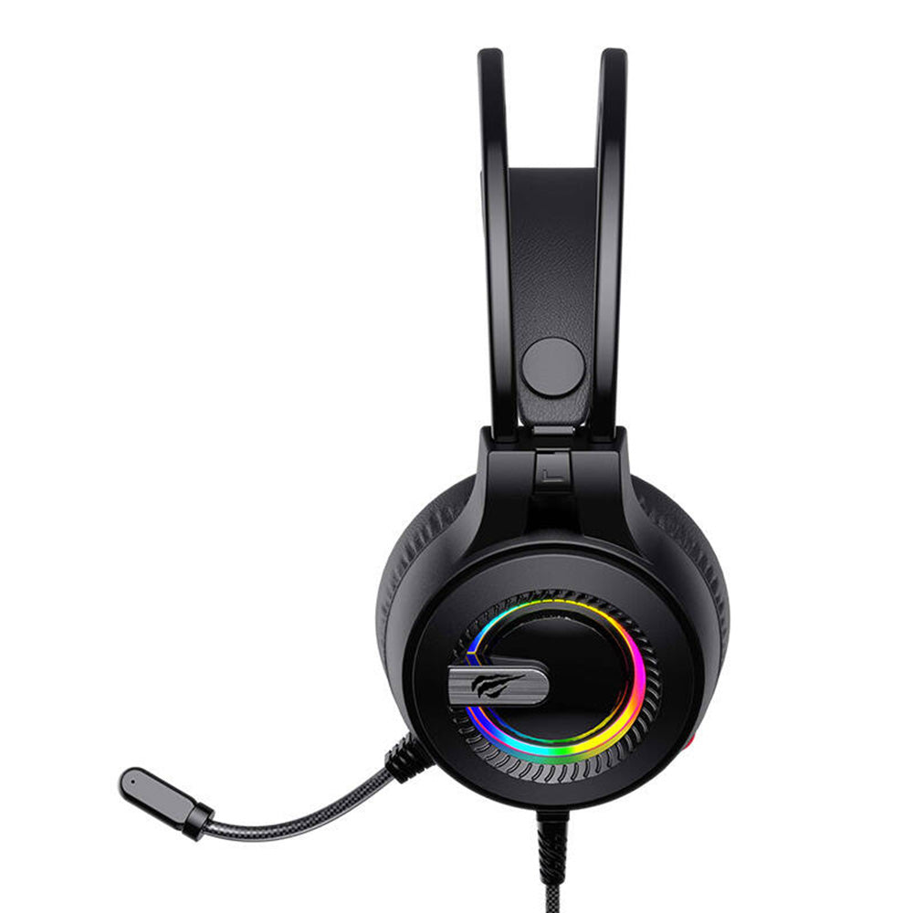 Gaming Headphones 3.5mm HAVIT H2040d, RGB, 2.1m, Black