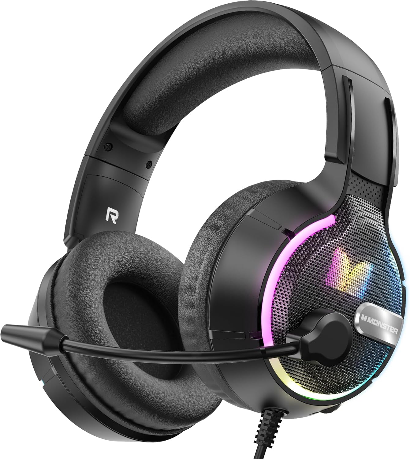 Cuffie Gaming 3.5mm Monster Mission 320, RGB, 1,9m, Nere