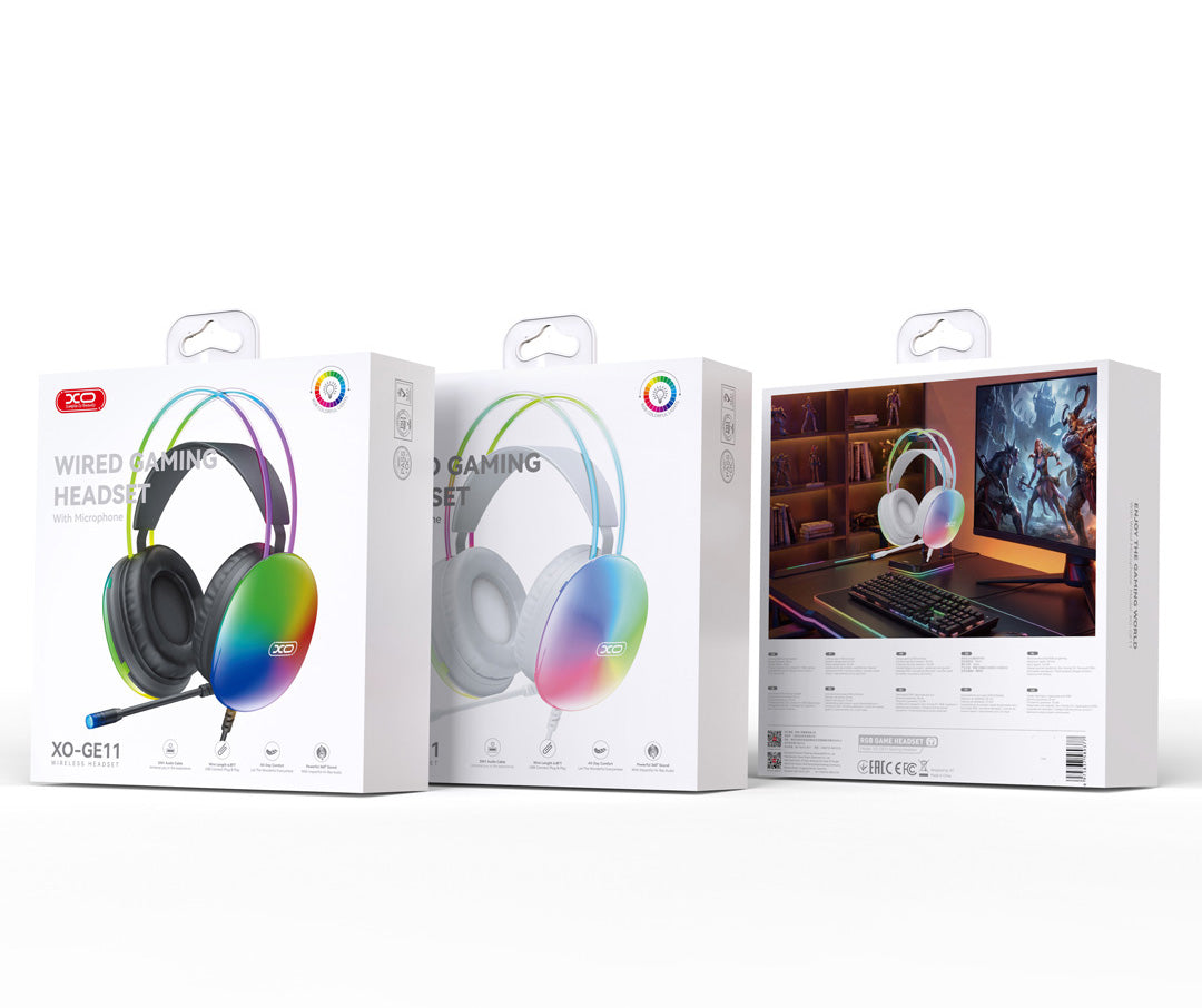 Cuffie Gaming 3.5mm XO Design GE11, RGB, Nere