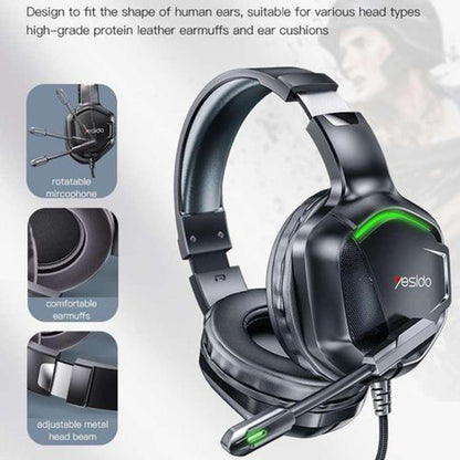 Cuffie Gaming 3.5mm Yesido EK01, RGB, 1.2m, Nere