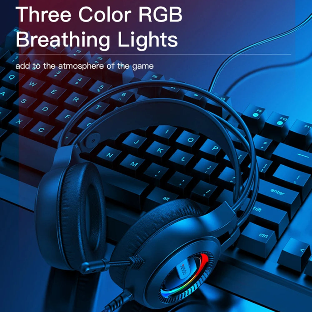 Cuffie Gaming 3.5mm Yesido EK02, RGB, 2.2m, Nere