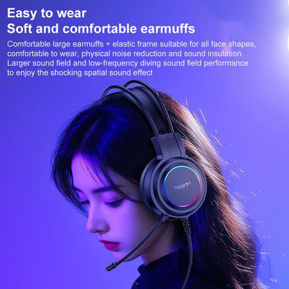 Cuffie Gaming USB Yesido EK05, RGB, 1.2m, Nere