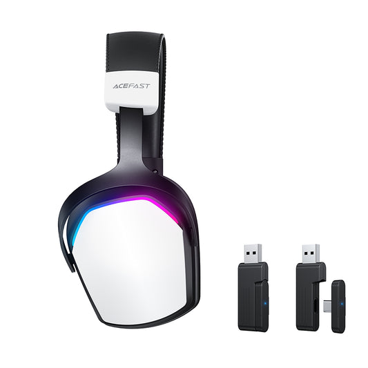 Cuffie Gaming Wireless Acefast H11, RGB, BT / Wi-FI / Cablate, Bianche
