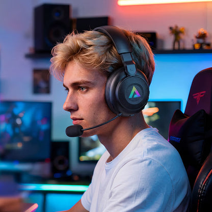 Cuffie Gaming Wireless Acefast H15, RGB, BT / Wi-FI / Cablate, Nere