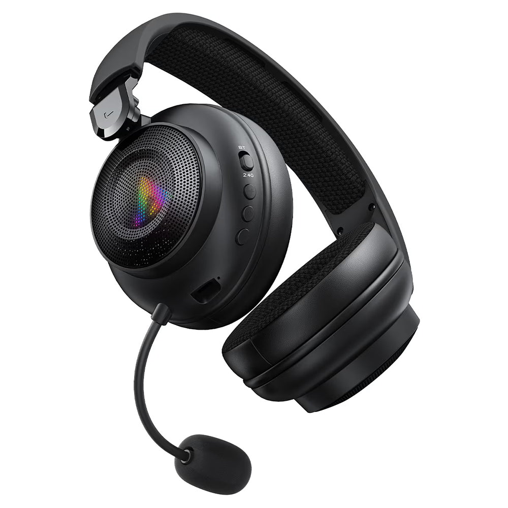 Cuffie Gaming Wireless Acefast H15, RGB, BT / Wi-FI / Cablate, Nere