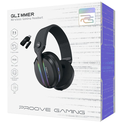 Cuffie Gaming Wireless Proove Glimmer, RGB, BT / Wi-FI / Cablate, Nere WHGL00022001