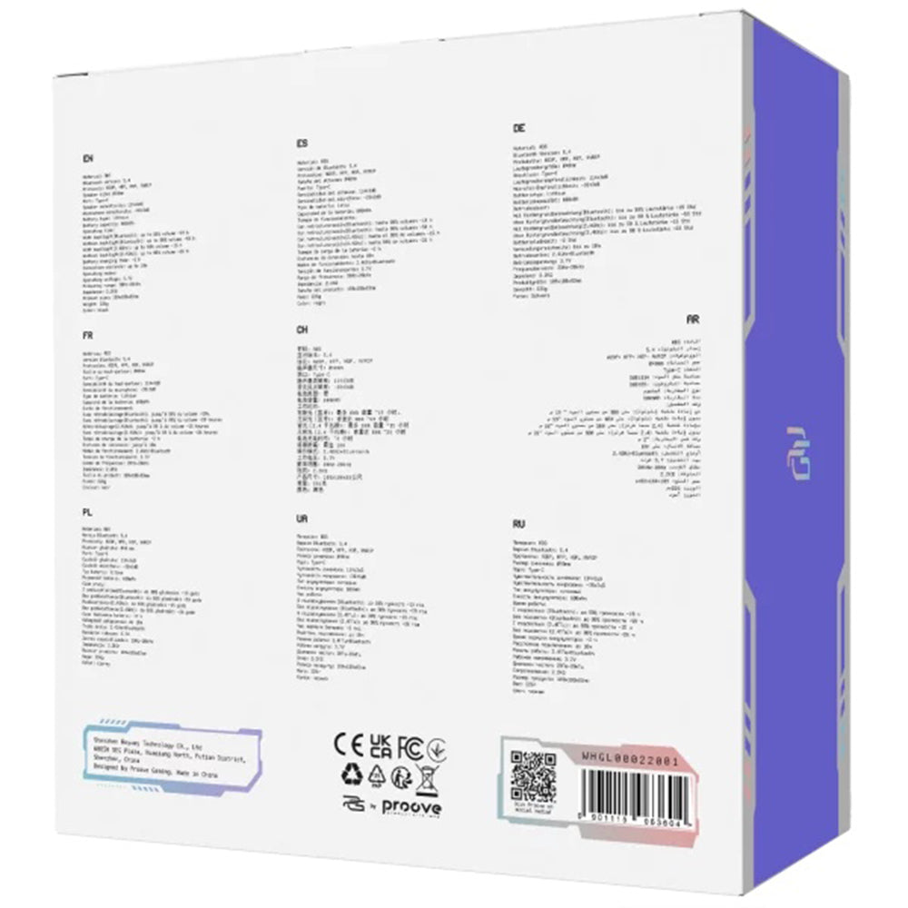 Cuffie Gaming Wireless Proove Glimmer, RGB, BT / Wi-FI / Cablate, Nere WHGL00022001