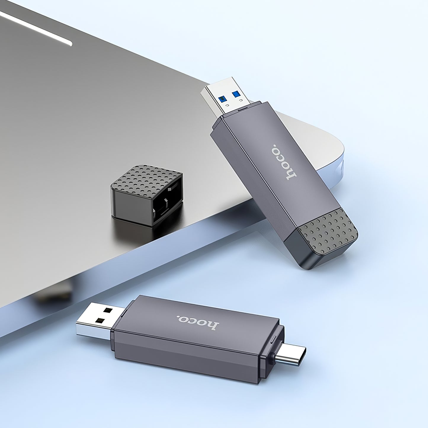 Lettore di schede USB / USB-C HOCO HB45, SD - microSD, USB 2.0, grigio 