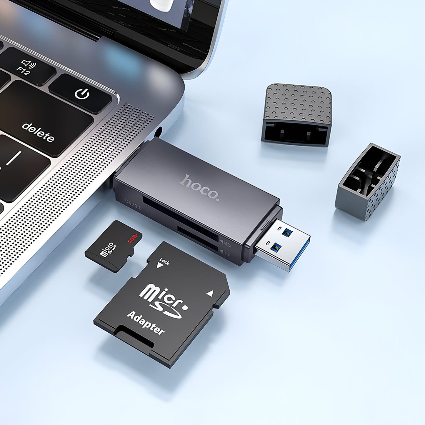 Lettore di schede USB / USB-C HOCO HB45, SD - microSD, USB 2.0, grigio 