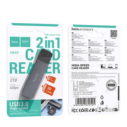 Lettore di schede USB 3.0 HOCO HB45, SD - microSD, Grigio