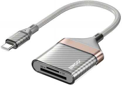 Lettore di Schede USB-C BWOO BZ64, SD - microSD, Grigio