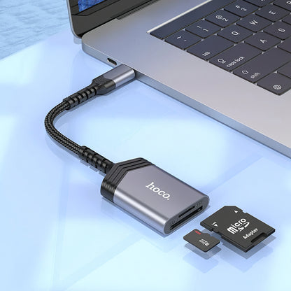 Lettore di schede USB-C HOCO UA25, SD - microSD, grigio 