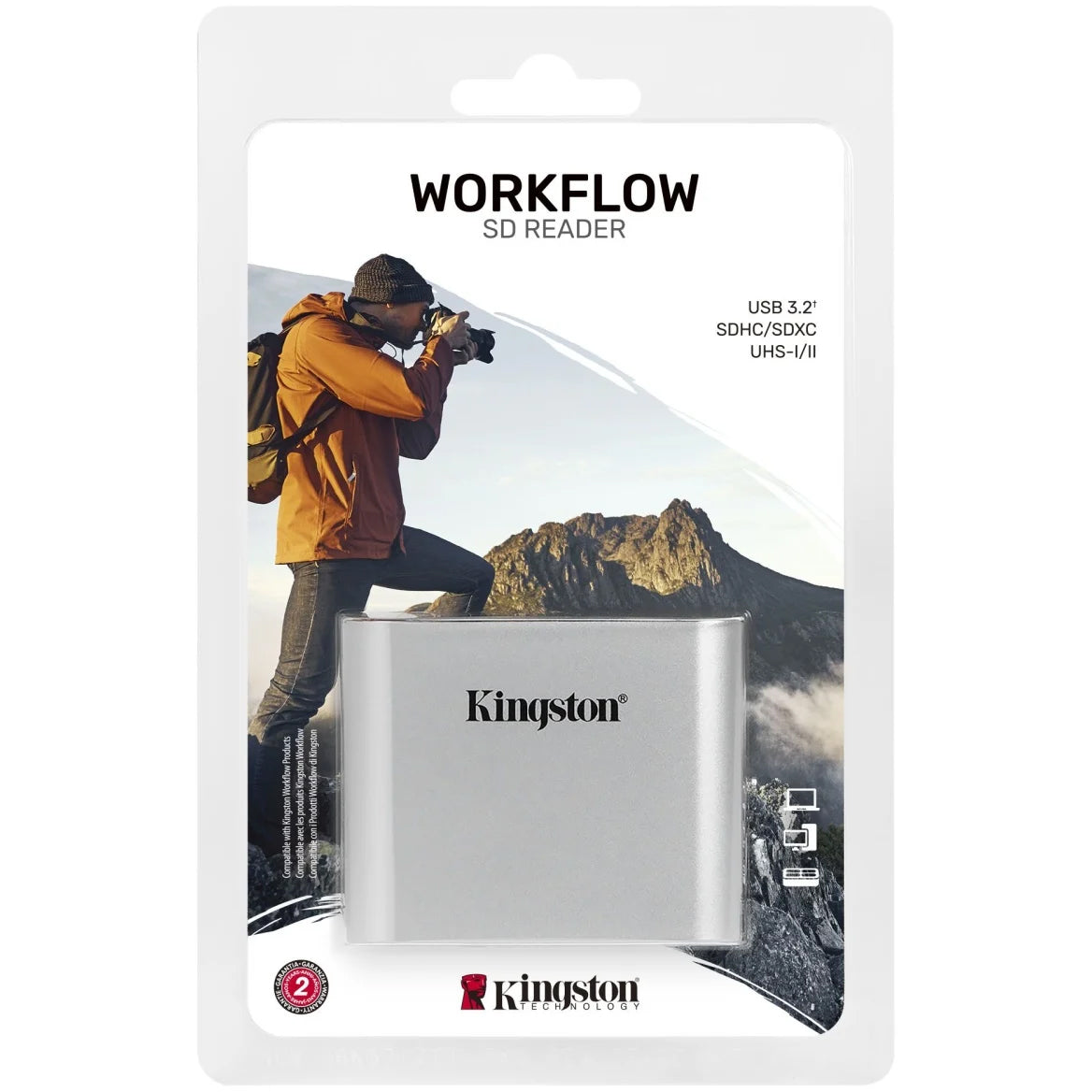 Lettore di schede USB-C Kingston Workflow, Dual SD, Grigio WFS-SD