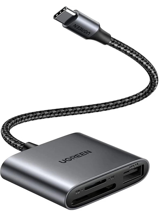 Lettore di schede USB-C UGREEN CM387, USB-A - SD - microSD, Nero