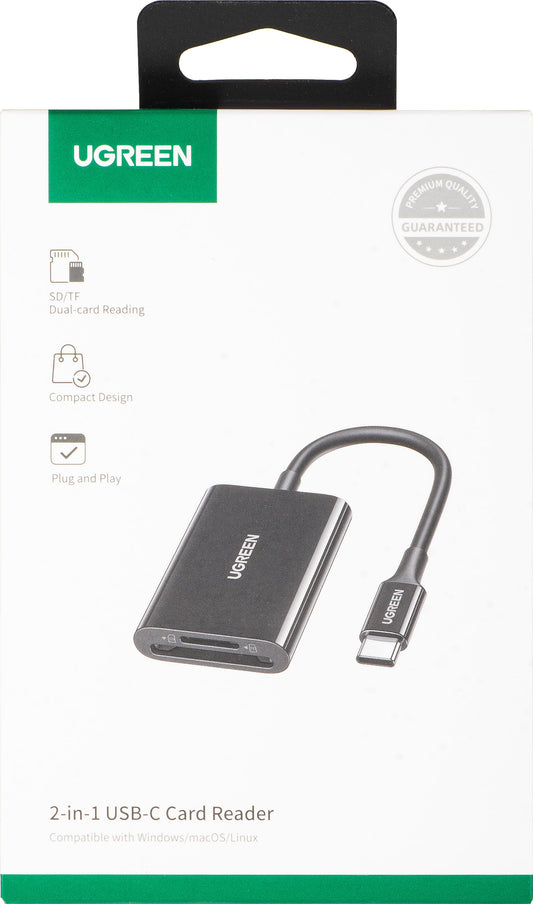 Lettore di schede USB-C UGREEN CM265, SD - microSD, Nero