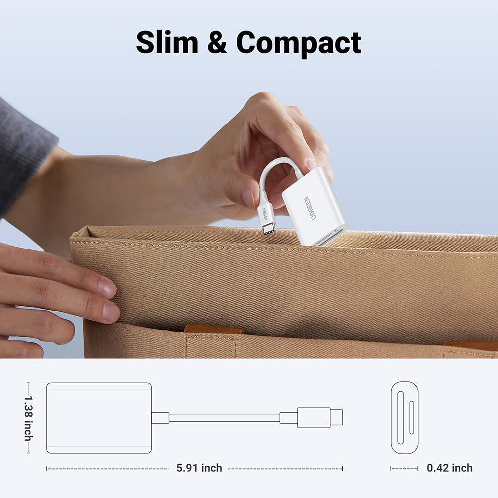 Lettore di schede USB-C UGREEN CM265, SD - microSD, Bianco