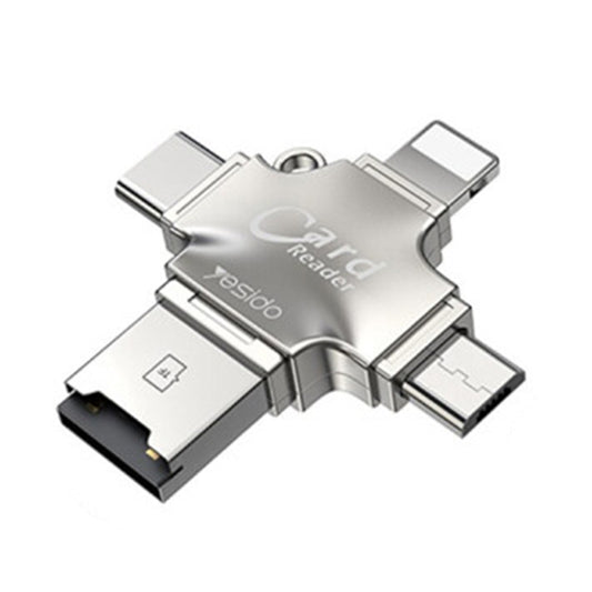 Lettore di schede USB / USB-C / Lightning / microUSB Yesido GS13, microSD, Argento