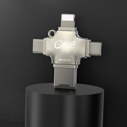 Lettore di schede USB / USB-C / Lightning / microUSB Yesido GS13, microSD, Argento