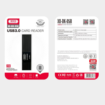 Lettore di schede USB 3.0 XO Design DK05B, SD - microSD, Nero