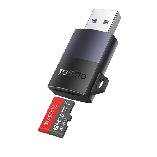 Lettore di schede USB Yesido GS36, microSD, Nero