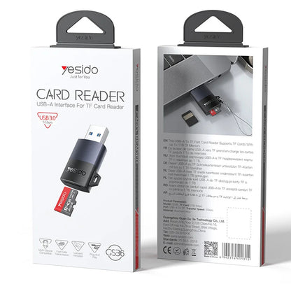 Lettore di schede USB 3.0 Yesido GS36, microSD, Nero