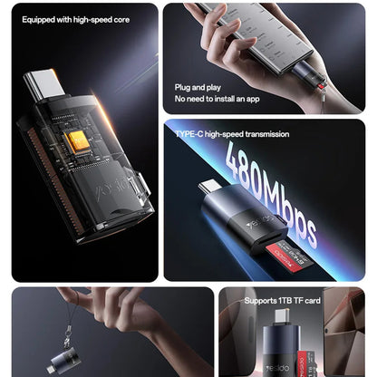 Lettore di schede USB Yesido GS37, microSD, Nero