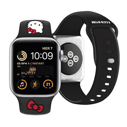 Cinturino Hello Kitty Silicone Kitty Head per Apple Watch 42mm / 41mm / 40mm / 38mm Series, Nero