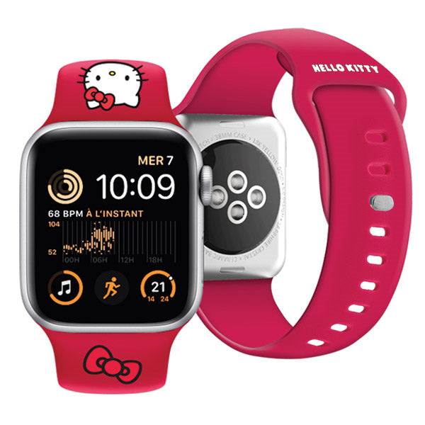 Cinturino Hello Kitty Silicone Kitty Head per Apple Watch 42mm / 41mm / 40mm / 38mm Series, Rosso