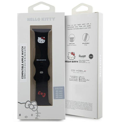 Hello Kitty Silicone Kitty Head Strap for Apple Watch 49mm / 46mm / 45mm / 44mm / 42mm Series, Black