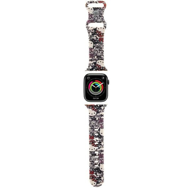 Cinturino Hello Kitty Silicone Tags Graffiti per Apple Watch 42mm / 41mm / 40mm / 38mm Series, Beige