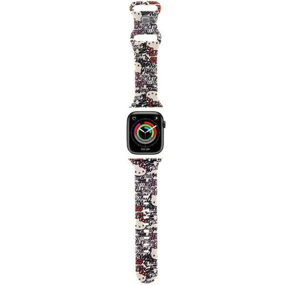 Cinturino Hello Kitty Silicone Tags Graffiti per Apple Watch 42mm / 41mm / 40mm / 38mm Series, Beige