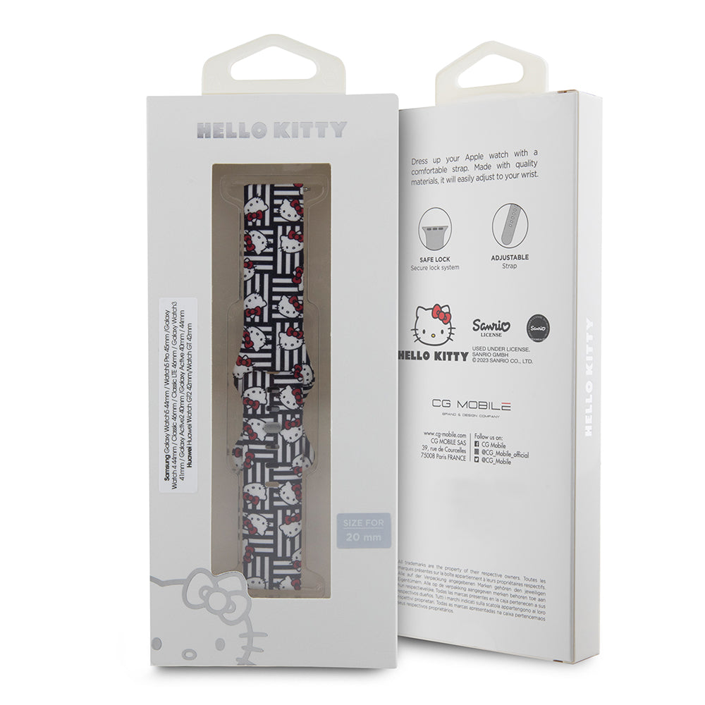 Cinturino Hello Kitty Silicone Tags Graffiti per Samsung Galaxy Watch / Huawei Watch Series, Nero