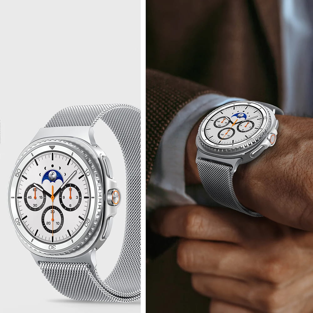 Cinturino Spigen Metal Fit per Samsung Galaxy Watch9 / Watch8 / Watch8 Classic Series, Argento AMP10121